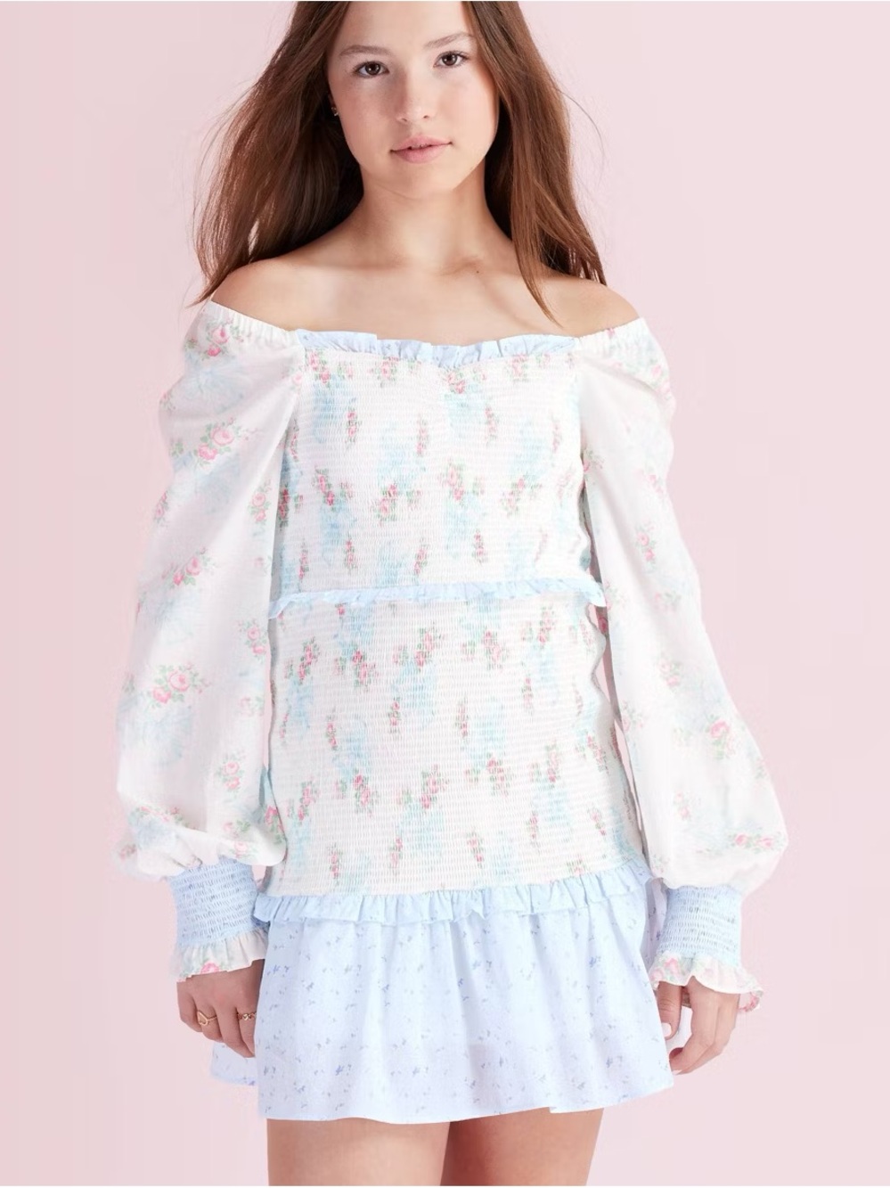 Juliet Ribbon Floral Smocked Long Sleeve Dress - LoveShackFancy x Target White